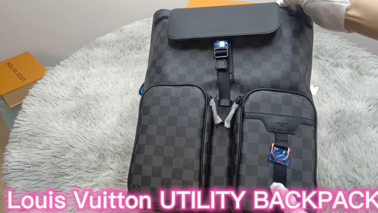 LOUIS VUITTON Utility Damier Graphite Backpack Bag Black - 10