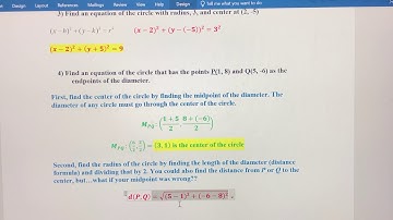 Writing the Equation of a Circle in Standard Form When Given Endpoints of a Diameter