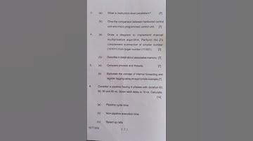 Computer Architecture || Question Paper || BCA 3rd Semester