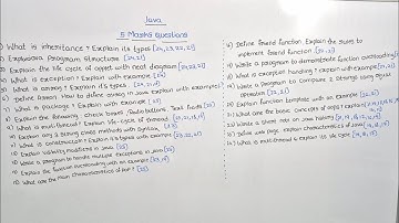 java imp questions 3rd sem | java most imp questions for 5 marks