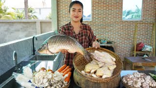 Delicious fish and chickens cooking  Country style food cooking  Cooking with Sreypov