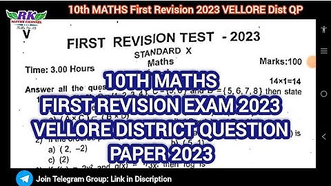 TN 10th Maths|First Revision Exam 2023|VELLORE District Question Paper 2023|English Medium