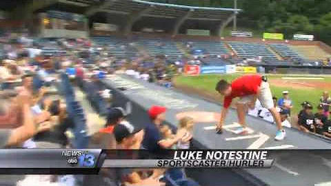 Luke Notestine Throws Out First Pitch at Tourists ...