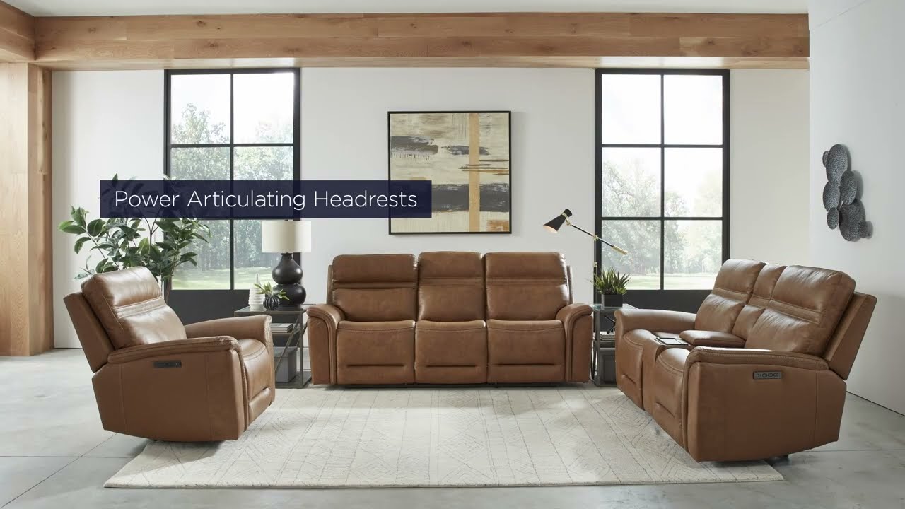 Cooper Camel Leather Power Reclining Loveseat From Liberty