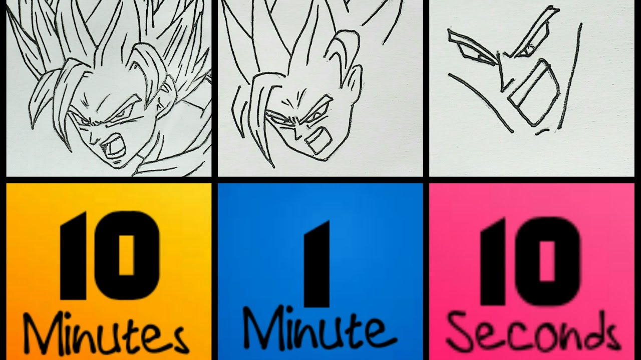 How to Draw Goku Mastered ultra instinct in 10sec,10min,1hr,10days😱#d