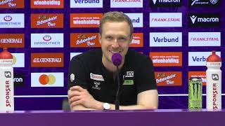 Pressekonferenz von SV Ried-Trainer Maximilian Senft nach der Niederlage bei Austria Wien