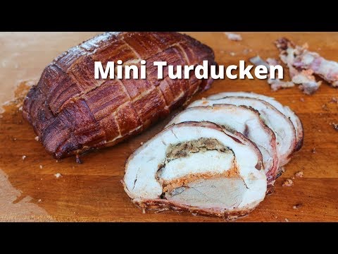 Mini Turducken Recipe | Turducken Bacon Wrapped and Smoked on Big Green Egg