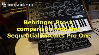 Behringer Pro 1 comparison with the Sequential Circuits Pro One analog synthesizer