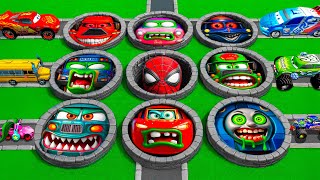 Pixar Cars Battle Giant Pit Traps! Can Lightning McQueen Survive the Ultimate BeamNG Test?