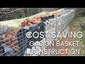 Retaining wall with gabion baskets | Cost saving panel with cobbles and recycled brick - Part 1