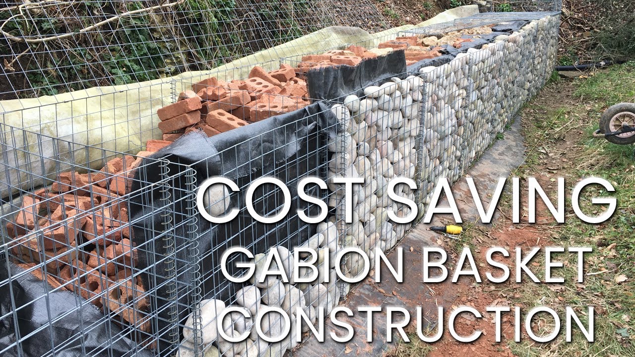 Retaining Wall With Gabion Baskets | Cost Saving Panel With Cobbles And Recycled Brick - Part 1