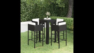 5-Delige Tuinbarset Met Kussens Poly Rattan Zwart