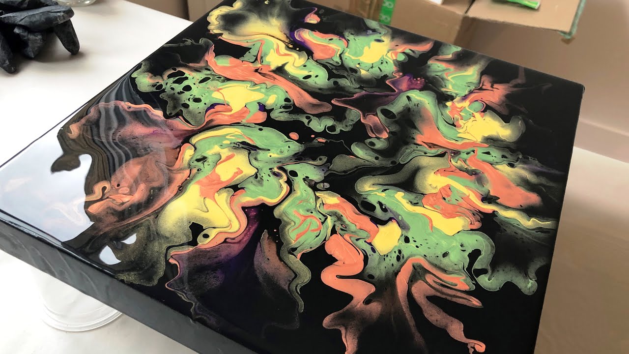 Dutch pour technique | Black background | Acrylic pouring - YouTube