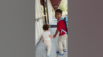 Thumbnail of Sister gets sad when brother goes to school #shorts