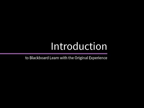 Introduction to Blackboard Learn with the Original Experience for Instructors