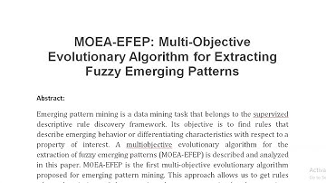 MOEA EFEP Multi Objective Evolutionary Algorithm for Extracting Fuzzy Emerging Patterns