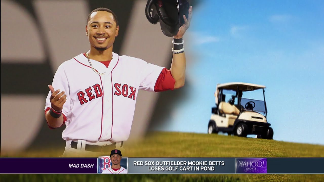 Red Sox' Mookie Betts' parked golf cart winds up in pond 