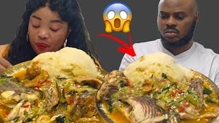 my husband swapped the food because of greed | see what happened | okra soup & pounded yam | mukbang