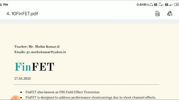 EC8252 Electronic Devices Unit 4- FinFET