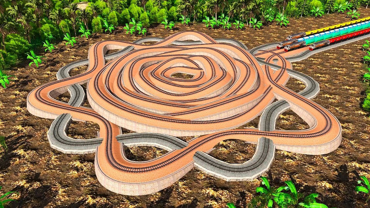 Messy Rails Messy Wavy Spiral Rails Form Flowers🚂Train Swerves Up and Down - YouTube