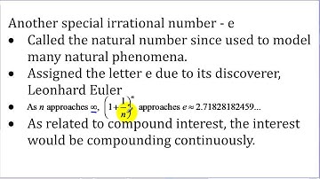 Exponential Functions Part 4 - The natural number e