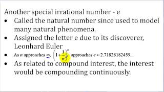 Exponential Functions Part 4 - The natural number e