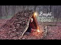 Winter Bushcraft Camp & Fire Cooking 🔥 Building & Sleeping in a Natural Debris Shelter in the Woods