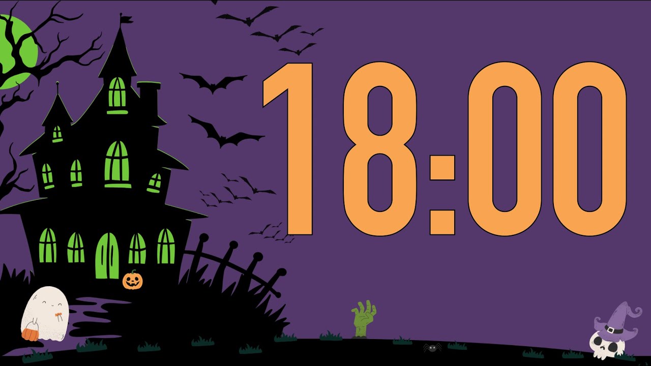 18 Minute Halloween Haunted House Timer (No Music, Spooky Electric Organ Alarm at End)