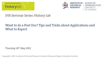 IHR History Lab Seminar: Want to do a Post Doc? Tips & Tricks about Applications and What to Expect