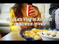 【在韓14年目Vlog】日韓夫婦の日常と韓国料理#080:超簡単さきいかのコチュジャン和え、コーンチーズパン、韓国のお菓子紹介、カルグクス