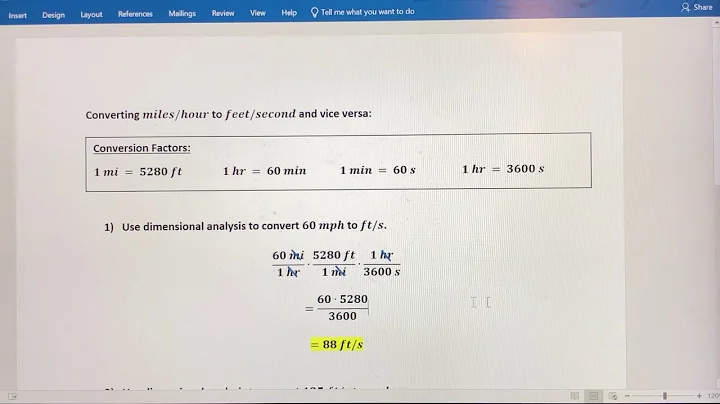 Dimensional Analysis - Convert Miles per Hour to Feet per Second