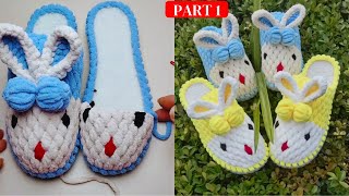 HOW TO CROCHET HANDMADE KNITTED SLIPPERS HAPPY RABBIT TUTORIAL PART 1 🐇