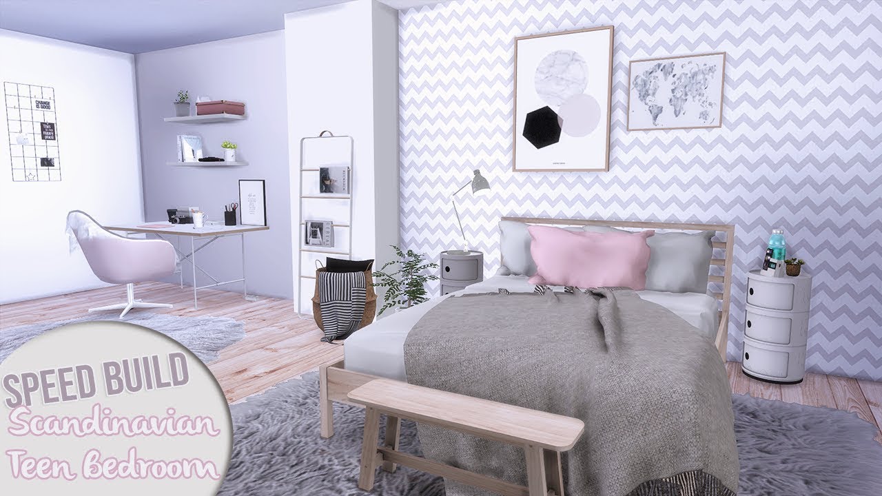 SCANDINAVIAN TEEN  BEDROOM CC Links The Sims  4  Speed 