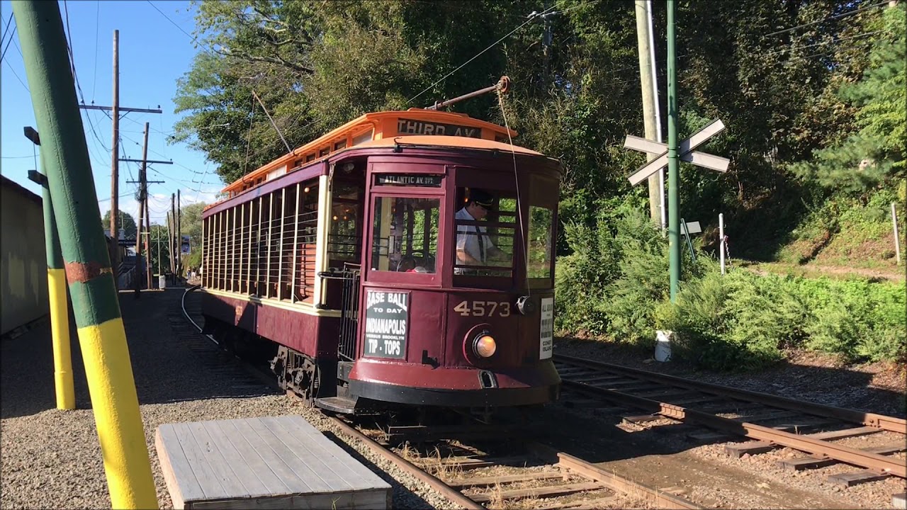 Shore Line Trolley Museum HD 60fps: Brooklyn Rapid Transit Open Streetcar 4573 (9/16/18)