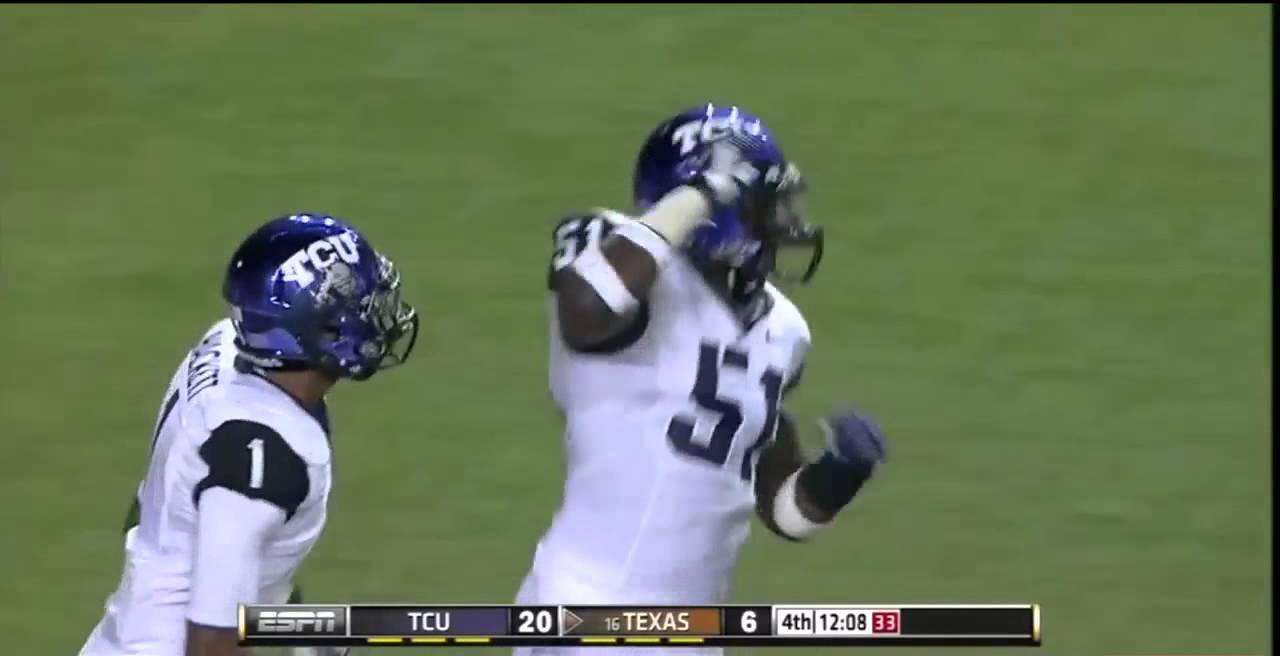 Kenny Cain Sacks David Ash TCU Horned Frogs vs Texas 2012