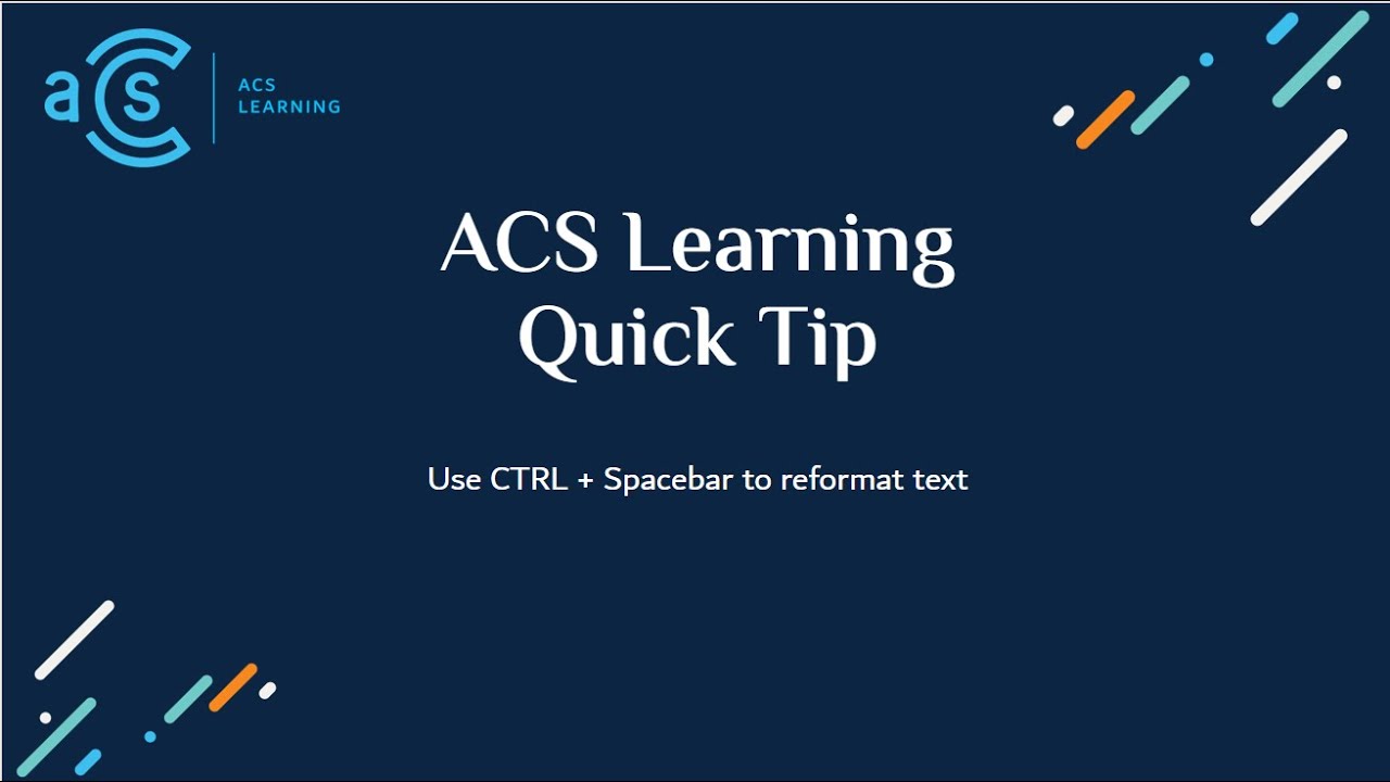 ACS Learning Quick Tip 4: Using the Format Painter - YouTube