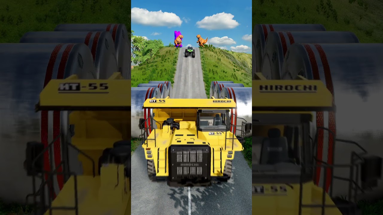 Police Truck & Dump Truck Vs Monster Truck Vs Hydraulic Crush - BeamNG drive 