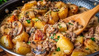 Wenn ich zu faul zum Kochen bin, mache ich dieses cremige Kartoffel-Rind-Gericht! 😍 One-Pan-Rezept screenshot 3
