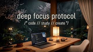 Ambient Focus Music for Deep Work, Coding & Study (2+ Hours) | Rainy Japanese Home Office at Night