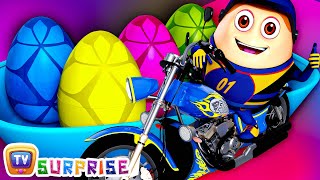 learn colors and shapes with race bikes and surprise eggs bike toys chuchu tv funzone