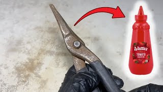 Restoration of Old Rusty Tin Snips with tomato sauce