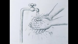 How to wash Hands Pencil drawing