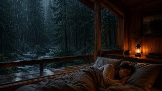 🌧️ Sleep Instantly with Heavy Rain on a Cozy Forest Cabin | Deep Sleep Rain Sounds.dark screen.