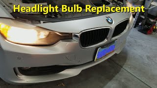 How to replace low beam headlight bulb BMW F30 car, 228i, 320i, 320i, 328i, 428, Z4, 528i, etc. - QT