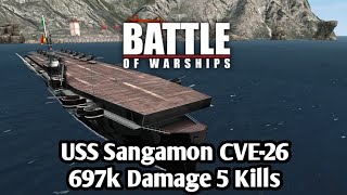 Battle of Warships - USS Sangamon CVE-26 Gameplay 697k damage, 5 kills #sangam #battleofwarships 