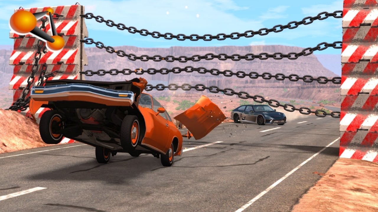 I Can't Stop Watching These Video Game Cars Crashing Into a Chain Wall