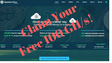 Aurora Mine: 100 GHs Free Bitcoin Mining For All!