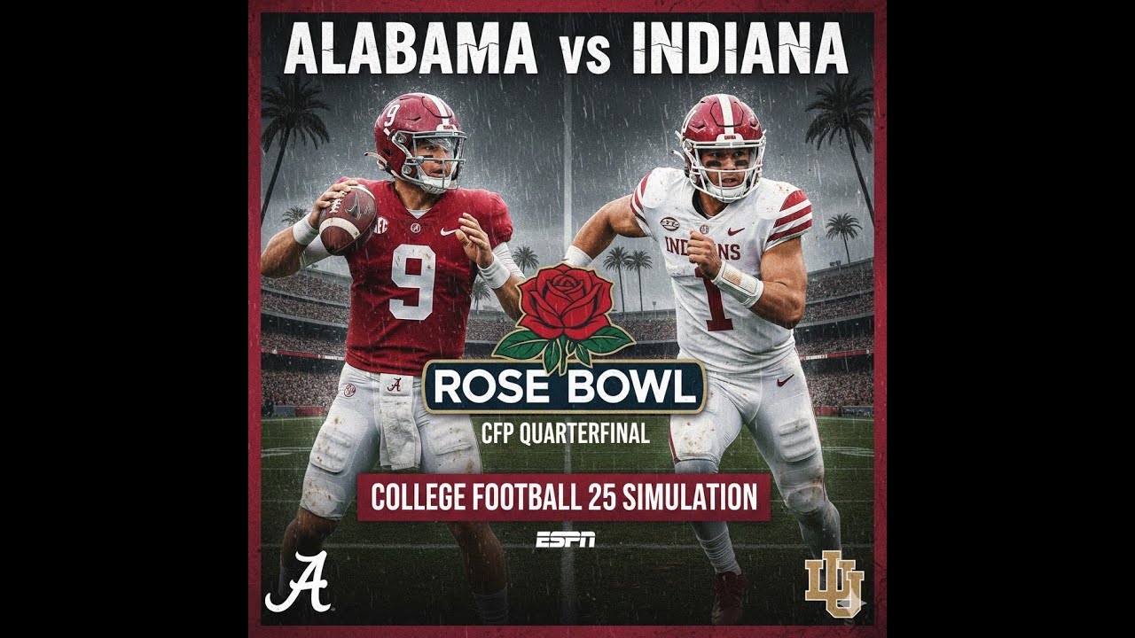 ALABAMA vs INDIANA LIVE | 2026 Rose Bowl CFP Simulation (College ...