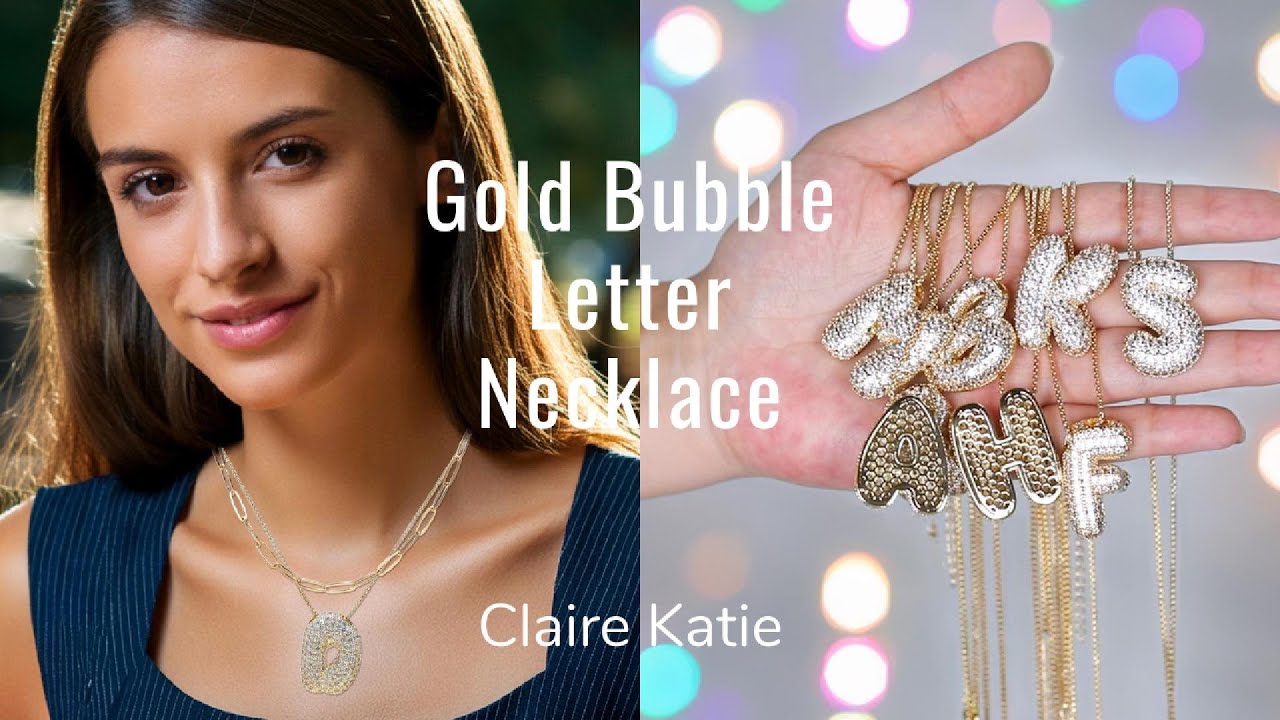 Claire Katie Bubble Letter Necklace Gold A-Z