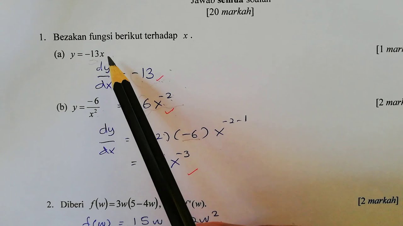 UMT2122 Kalkulus: Latihan 1 Pembezaan